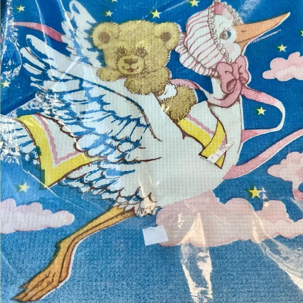 C. A. Reed Tablecloths (2) Stork‎ Teddy Baby Shower Paper 52 in. X 92